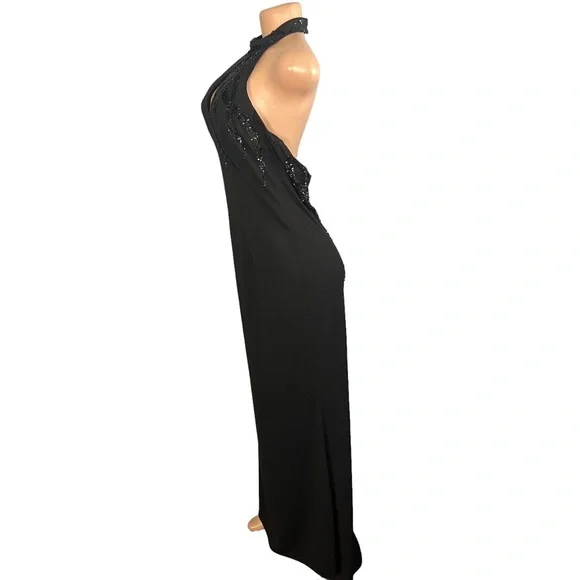 Nightway Collections High Neck Black Sequin Gown - Picture 4 of 9
